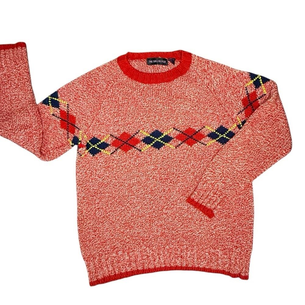 Vtg Preppy Argyle Crewneck Relaxed Sweater Womens Size S Academia Grandpa